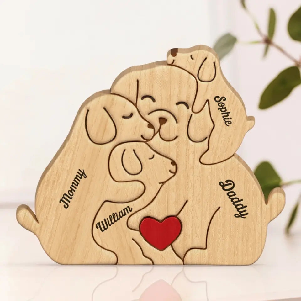 The Love Of A Family Is A Life's Greatest Blessing - Family Personalized Custom Puppy Shaped Wooden Art Puzzle