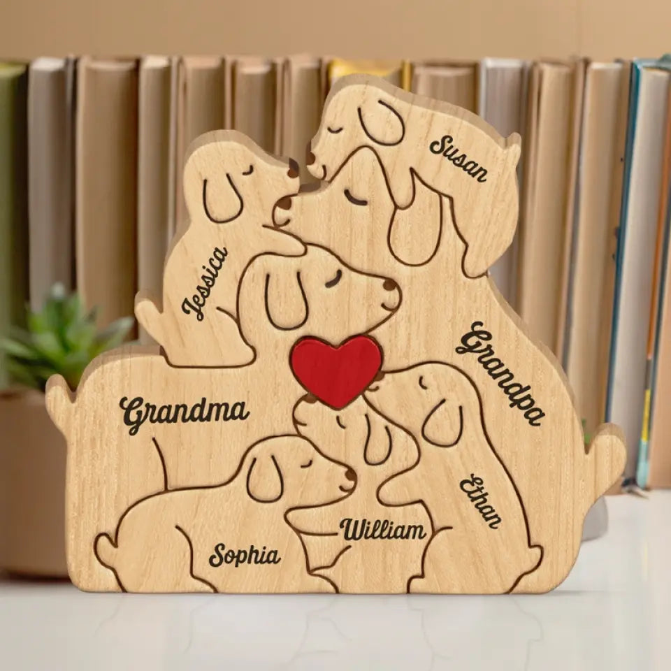 The Love Of A Family Is A Life's Greatest Blessing - Family Personalized Custom Puppy Shaped Wooden Art Puzzle