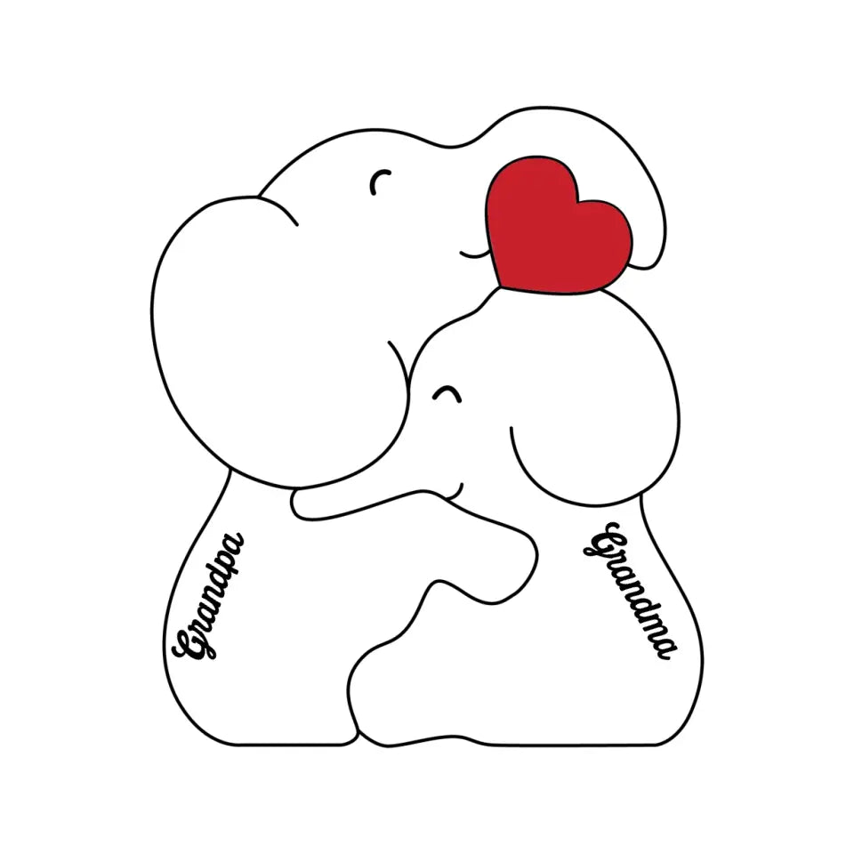 Home Is People, Not A Place - Family Personalized Custom Elephant Shaped Wooden Art Puzzle 