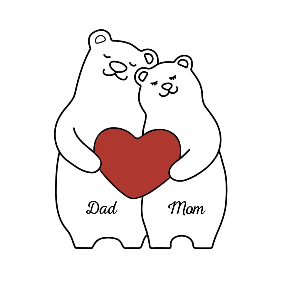A Bear Hug Is The Perfect Blend Of Strength And Tenderness - Family Personalized Custom Bear Shaped Wooden Art Puzzle
