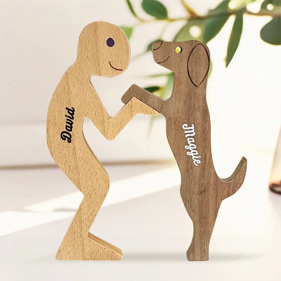 A Dog Wags Its Tail With Its Heart - Dog Personalized Custom Shaped Wooden Art Puzzle 