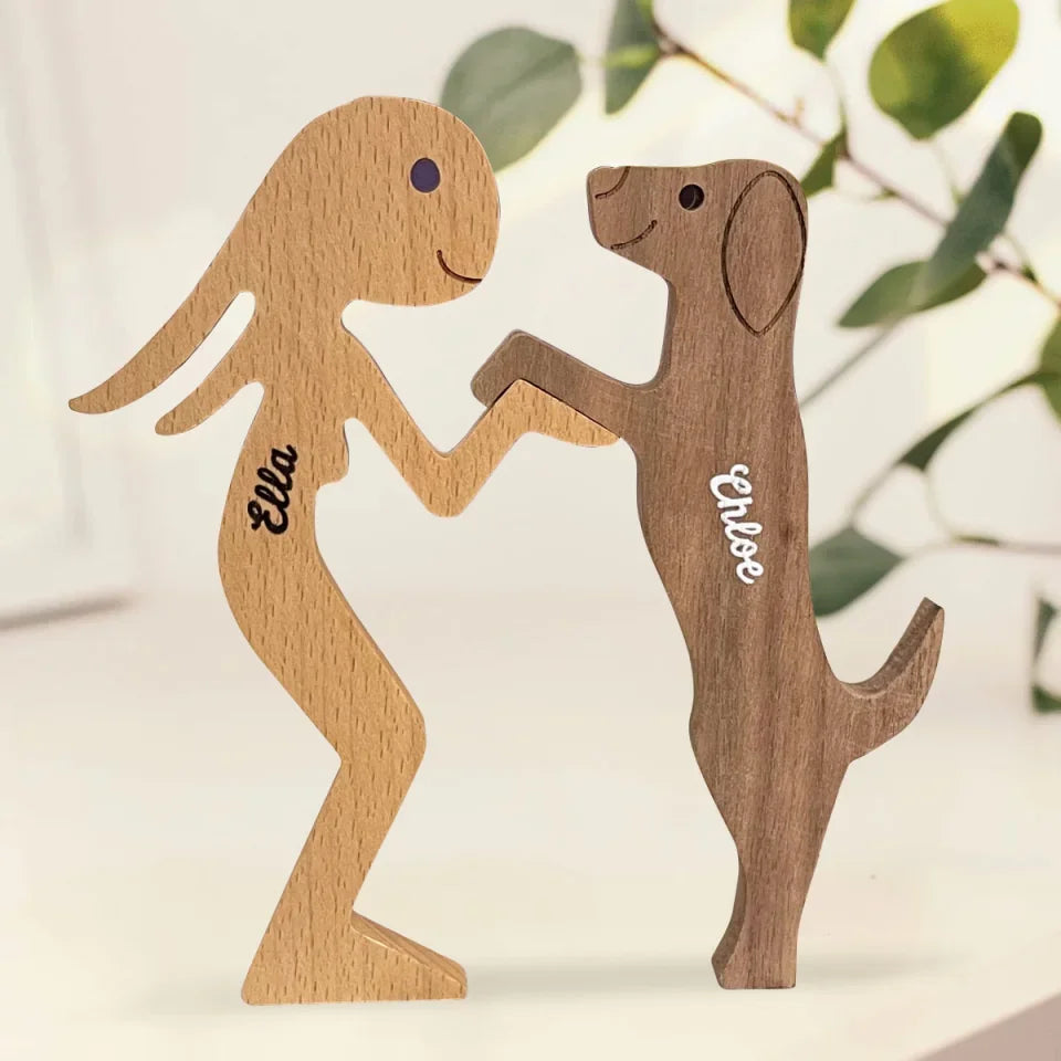 A Dog Wags Its Tail With Its Heart - Dog Personalized Custom Shaped Wooden Art Puzzle 