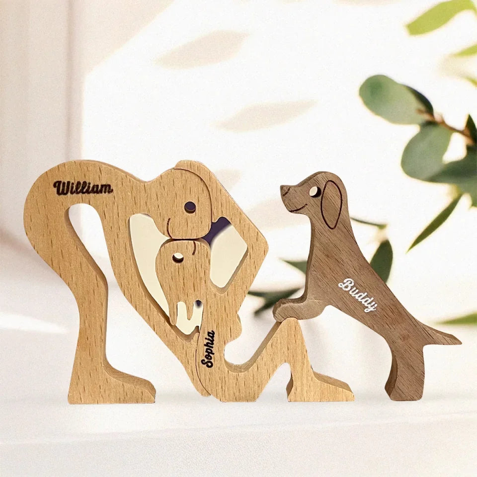 Time Spent With Dogs Is Never Wasted - Dog Personalized Custom Shaped Wooden Art Puzzle 