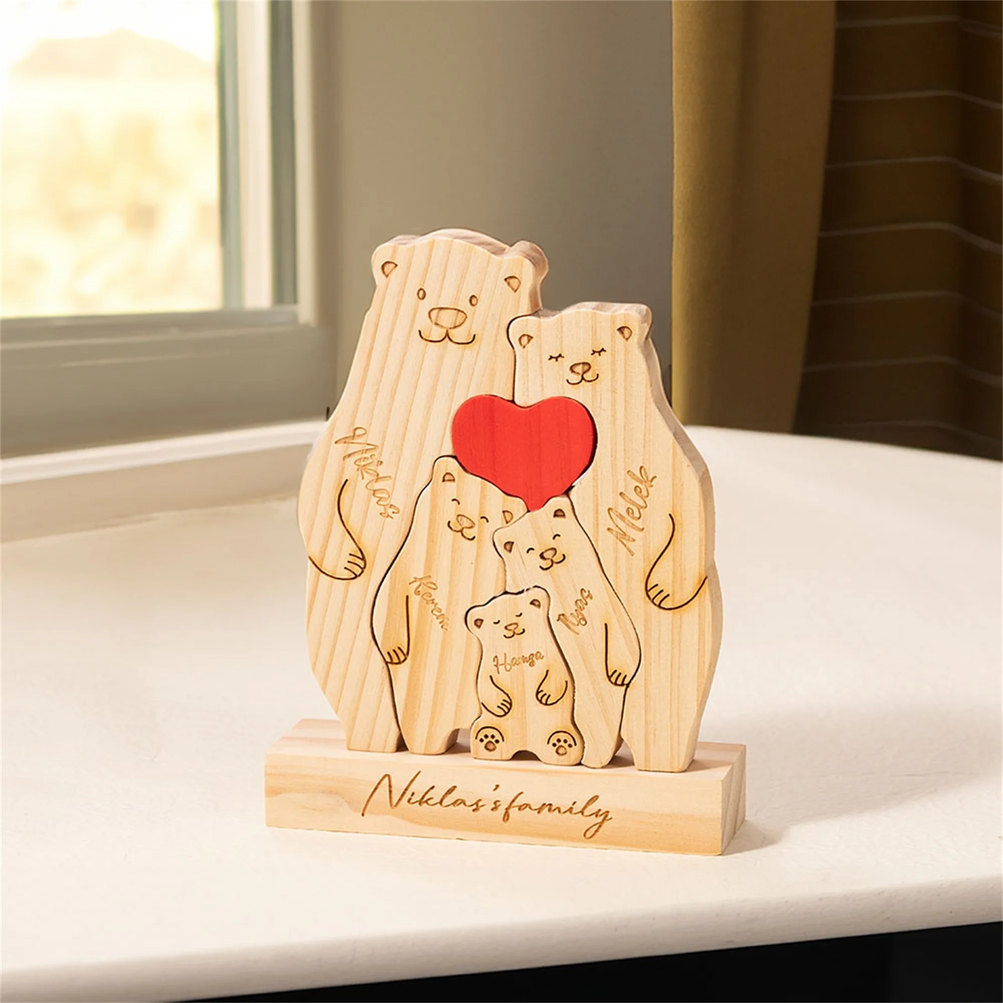 Personalized Wooden Bear Family