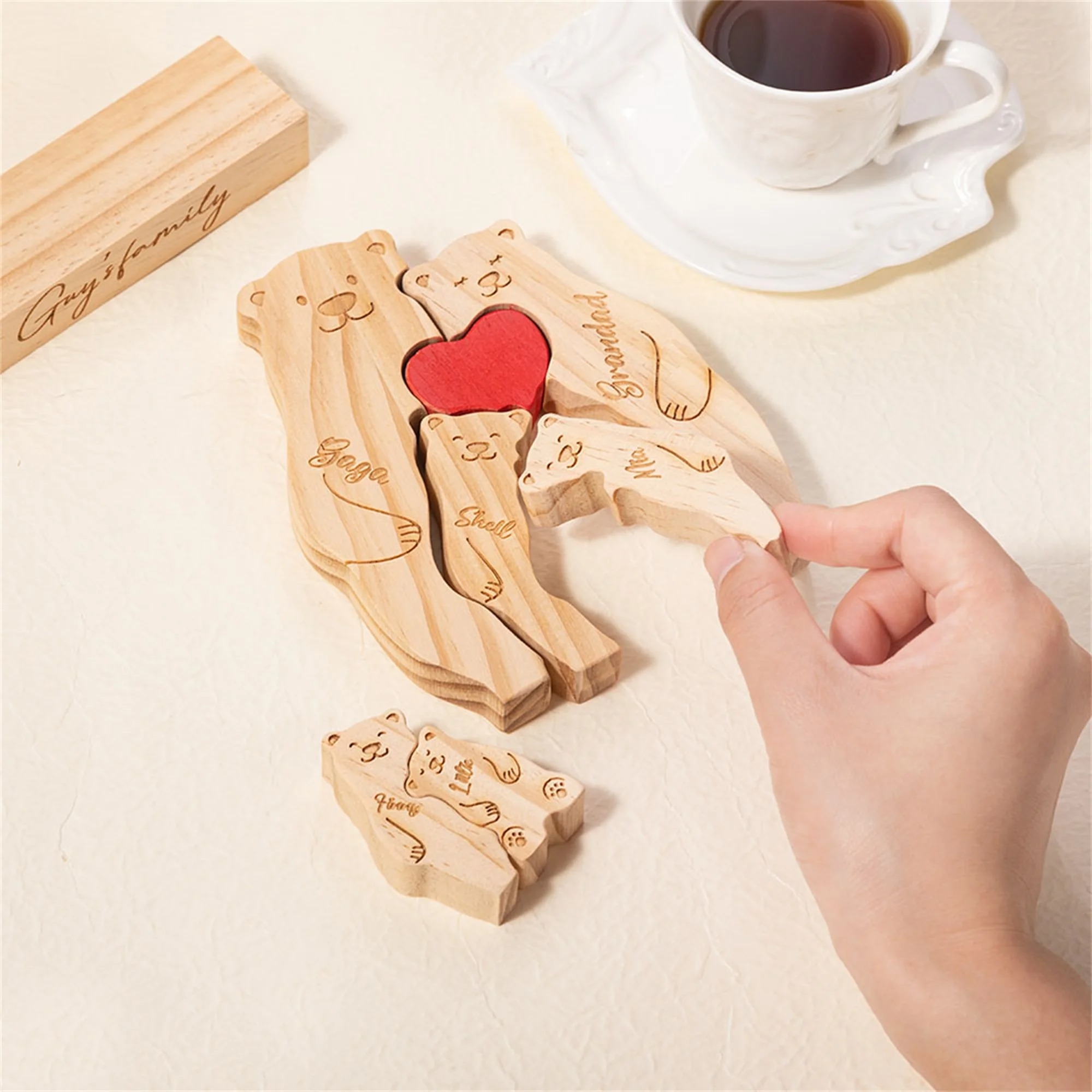 Personalized Wooden Bear Family