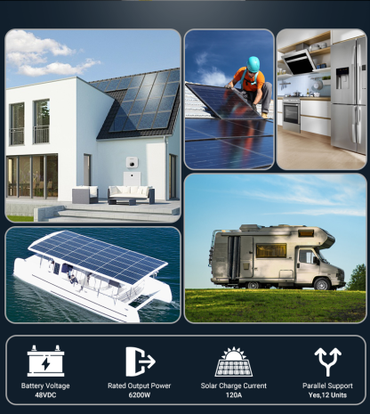 UK WAREHOUSE--ANENJI 6.2KW Parallel Hybrid Solar Inverter 48V MPPT Inverter 230VAC Pure Sine wave 120A Solar Charger RS485/232 with wifi PV 60-500VDC