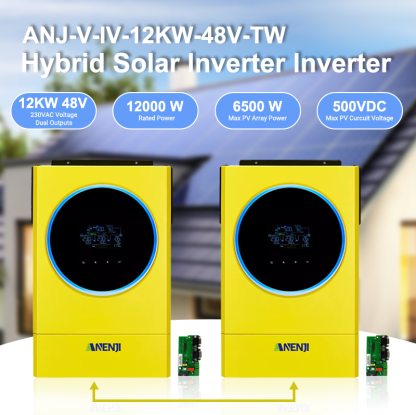 ANENJI 12KW Hybrid Solar Inverter 48V 220V Off Grid Tie Purse Sine Wave Dual Inverter Built-in 120A MPPT Solar Charger LED Ring Light