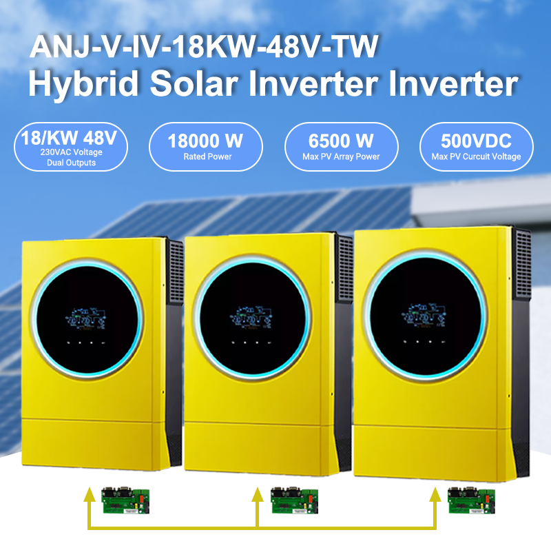 ANENJI 18KW Hybrid Solar Inverter 48V 220V Off Grid Tie Purse Sine Wave Dual Inverter Built-in 120A MPPT Solar Charger LED Ring Light support 3-phase