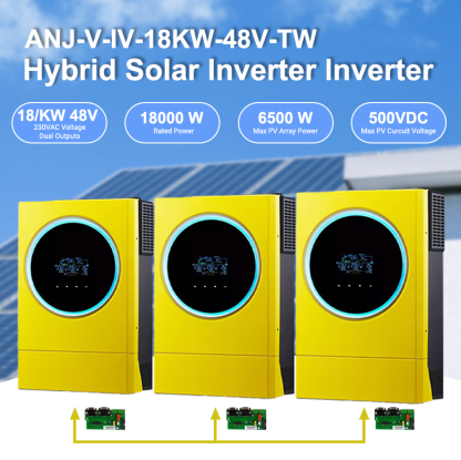 ANENJI 18KW Hybrid Solar Inverter 48V 220V Off Grid Tie Purse Sine Wave Dual Inverter Built-in 120A MPPT Solar Charger LED Ring Light support 3-phase