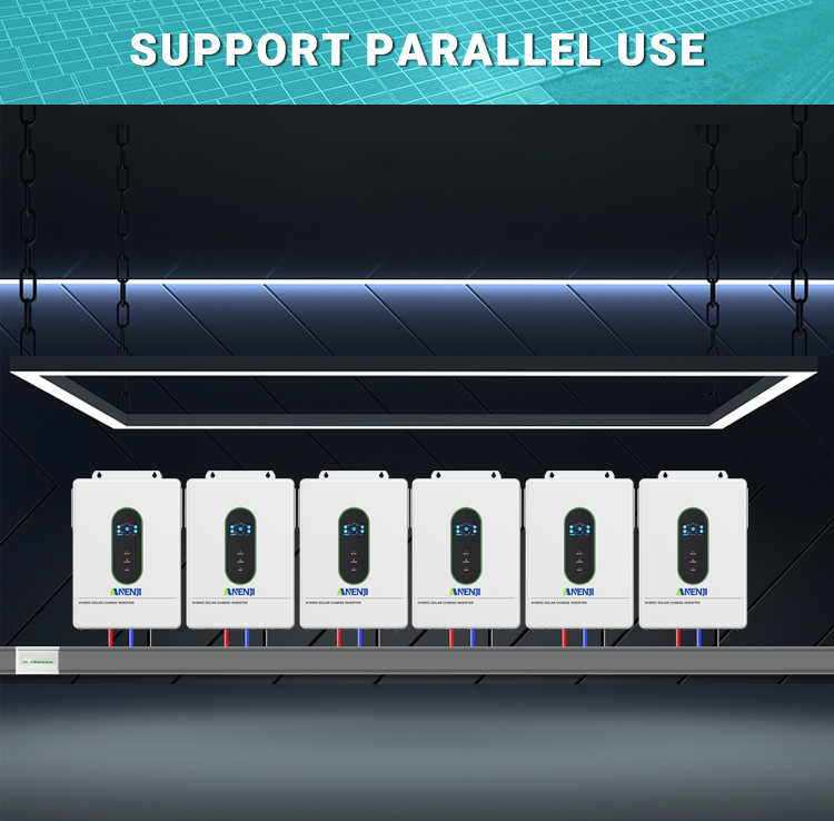ANENJI 12KW 48V Hybrid Solar Inverter 110V Pure Sine Photovoltaic On Grid Off Grid Inversor PV 500Vdc 220A MPPT Solar Charge Controller