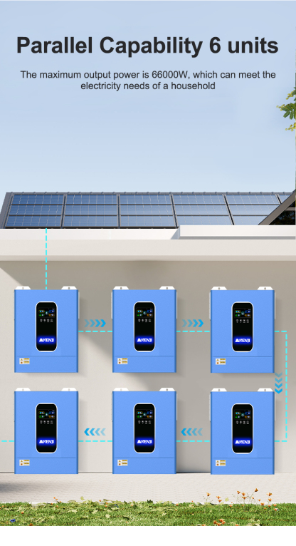 ANENJI 11KW 48V MPPT Hybrid Solar Inverter 230VAC Hybrid Grid Off-grid+ On-grid 160A Dual MPPT Charger 500Vdc 48Vdc WIFI BMS Support Pure Sine Wave and Parallel Function for  6 unit Max