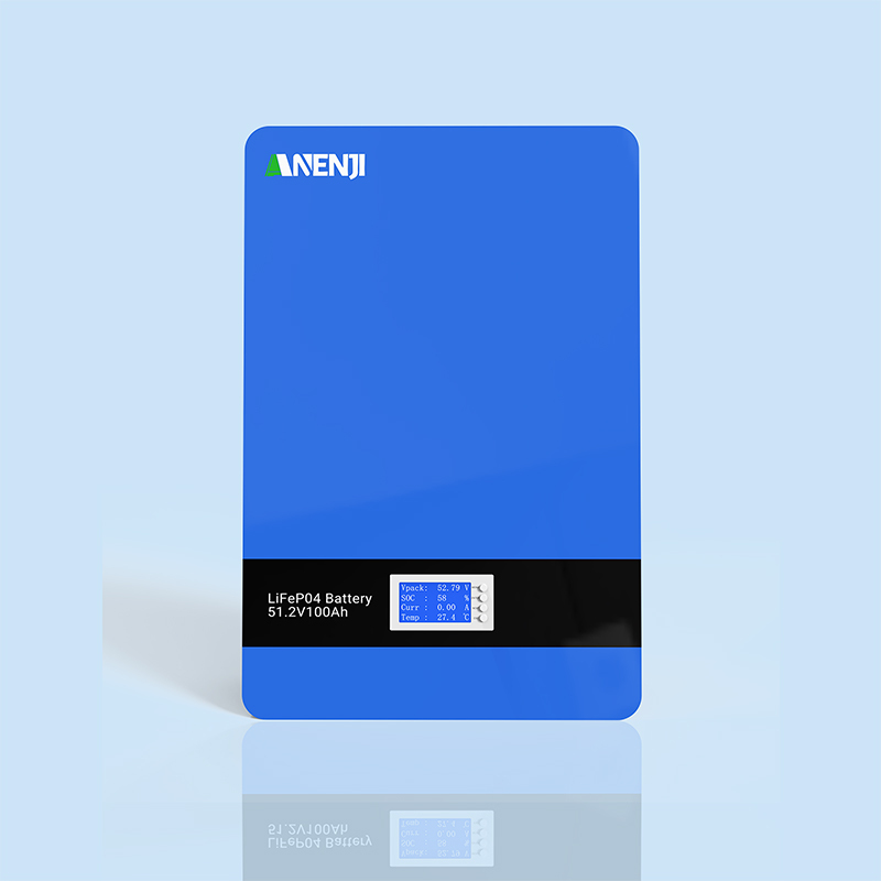 ANENJI 51.2V 100Ah Powerwall 5KWh LiFePO4Wall-Mounted Battery Built-in 16S 100A BMS CAN RS485 6000+ Cycle for Solar Planes Off/On Grid for Home