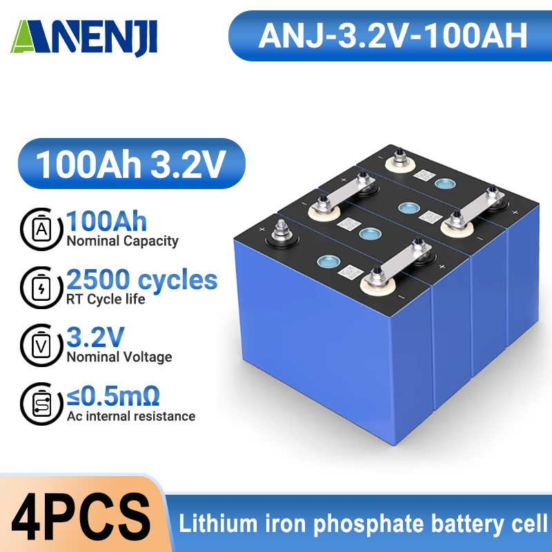 Pre-Sale!!! ANENJI 3.2V 100Ah lifepo4 battery cell lithium iron phosphate battery lifepo4 Battery cells (4pcs per Carton)