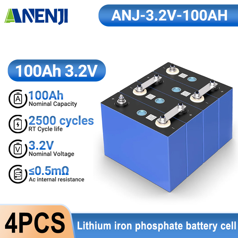 Pre-Sale!!! ANENJI 3.2V 100Ah lifepo4 battery cell lithium iron phosphate battery lifepo4 Battery cells (4pcs per Carton)