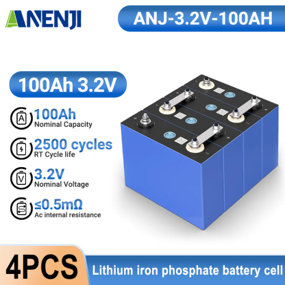 Pre-Sale!!! ANENJI 3.2V 100Ah lifepo4 battery cell lithium iron phosphate battery lifepo4 Battery cells (4pcs per Carton)