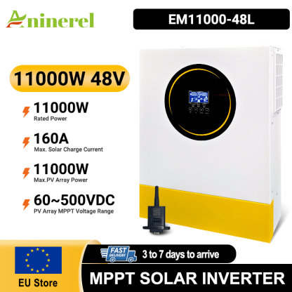 11KW 48V MPPT Hybrid Solar Inverter 2 MPPT Dual PV Input 230VAC On/Off Grid Solar Inverter PV 60-500V 160A Solar Charger
