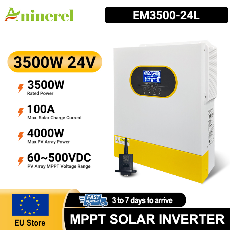 3500W MPPT Hybrid Solar Inverter 3.5KW 24V On/Off Grid Photovoltaic Inverter 230VAC 100A Solar Charge Controller for PV 60-500V