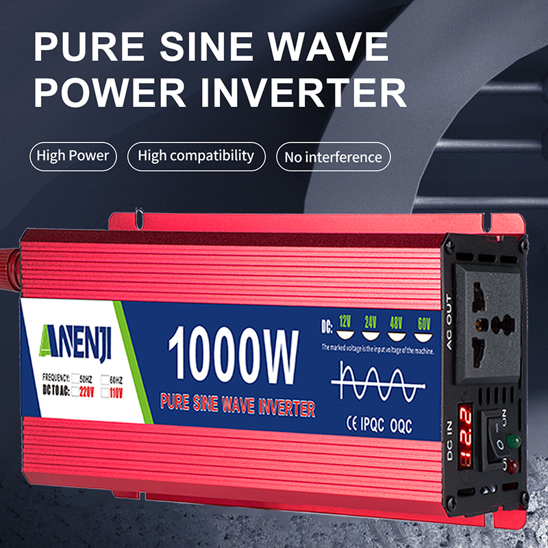 ANENJI 1000W/3000W 220V 12V/24V Pure Sine Wave Inverter Power Inverter  Portable Power Voltage Converter Car Solar Inverter