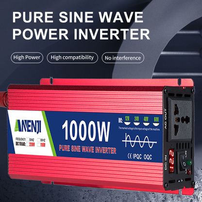 ANENJI 1000W/3000W 220V 12V/24V Pure Sine Wave Inverter Power Inverter  Portable Power Voltage Converter Car Solar Inverter