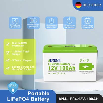 12V 100Ah 1280WH LiFePO4 Battery RV Boot Solar Golf Cart Battery Built-in BMS Grade Lithium Iron Phosphate Off-Road Off-grid