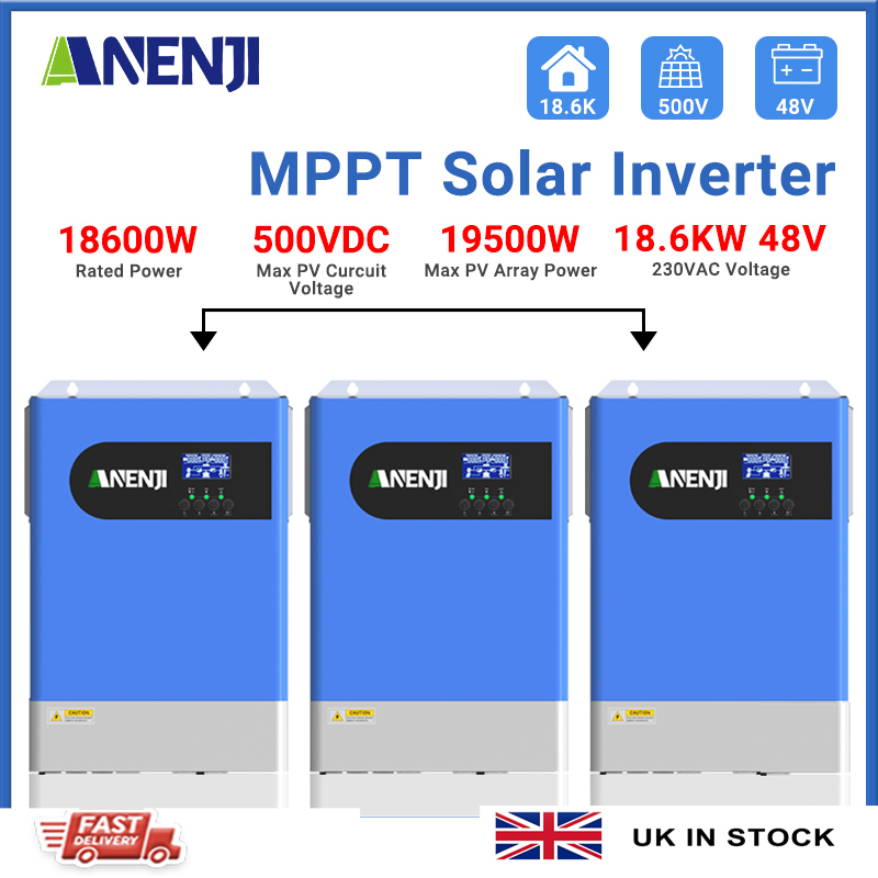 UK WAREHOUSE---ANENJI 18.6KW Hybrid Solar Inverter Parallel 48V 230VAC 1/3 Phase Pure Sine Wave MPPT 120A Solar Charger PV 500VDC with WIFI for Home