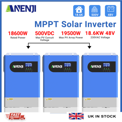 UK WAREHOUSE---ANENJI 18.6KW Hybrid Solar Inverter Parallel 48V 230VAC 1/3 Phase Pure Sine Wave MPPT 120A Solar Charger PV 500VDC with WIFI for Home