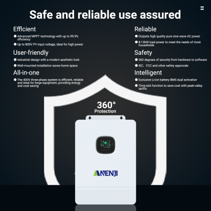 ANENJI 12KW-36KW 48V 3-Phase Off-Grid Solar Inverter 2*MPPT Max. Parallel 6 units