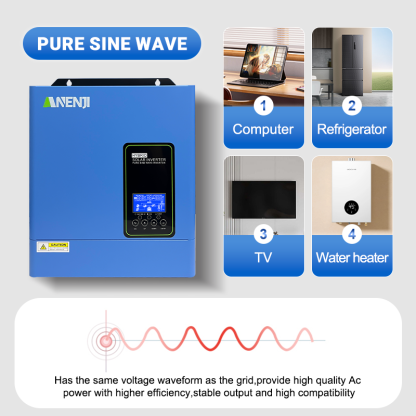 USA WAREHOUSE--ANENJI 4.2KW 24V 110/120V Off grid Inverter Pure Sine Wave MPPT Solar Charging Built in MPPT 120A Hybrid Inverter Home Inversor