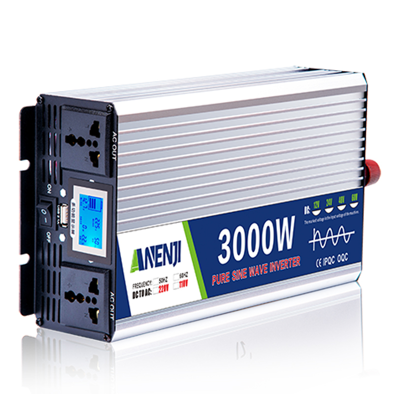 ANENJI Pure Sine Wave Inverter DC 3000W 12V 24V 48V AC 220Vac Power 3000W Car Inverter Converte with LED Display
