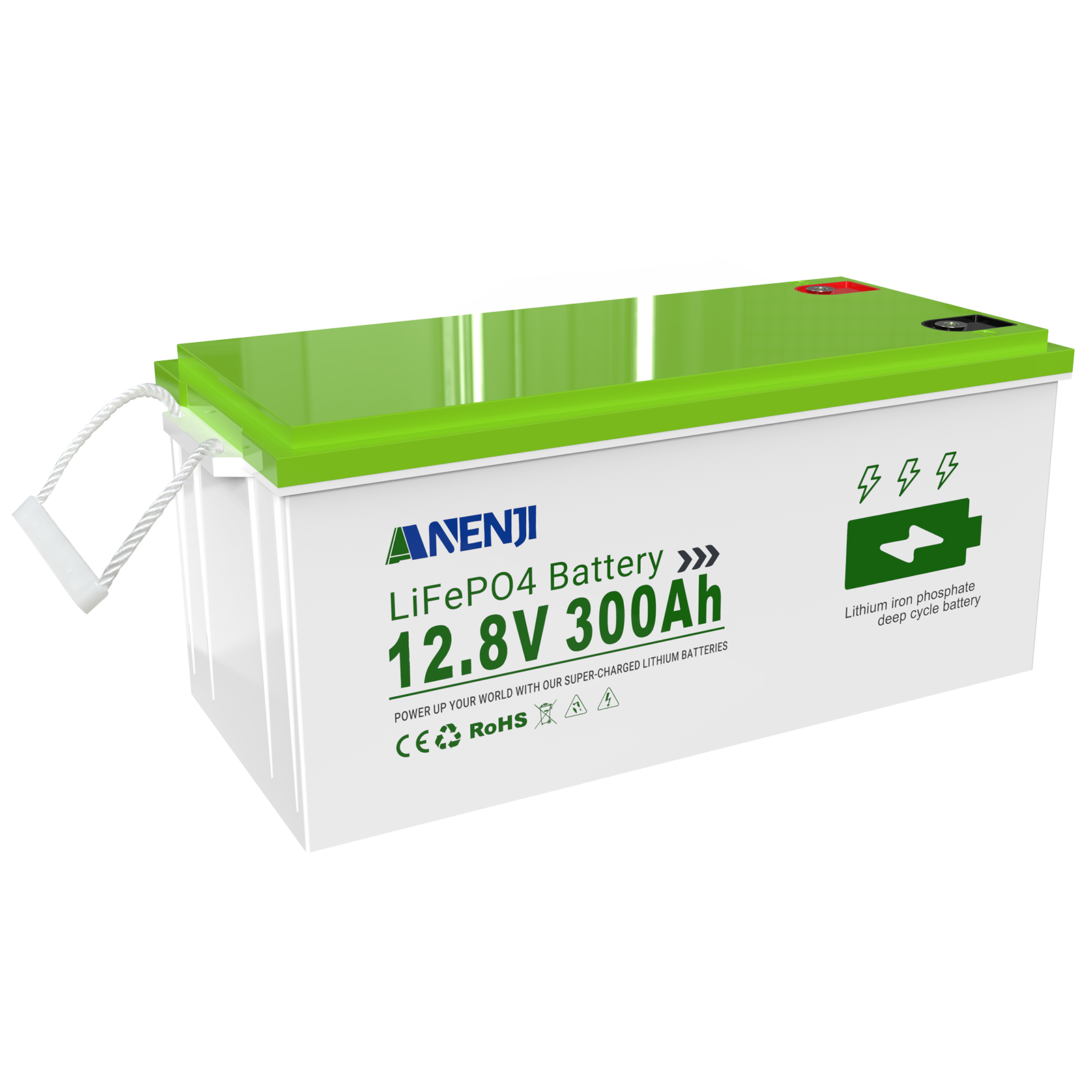 Anenji 12V 300Ah 3840WH 3.84KWH LiFePO4 Battery RV Boot Solar Golf Cart Battery Built-in BMS Grade Lithium Iron Phosphate Off-Road Off-grid