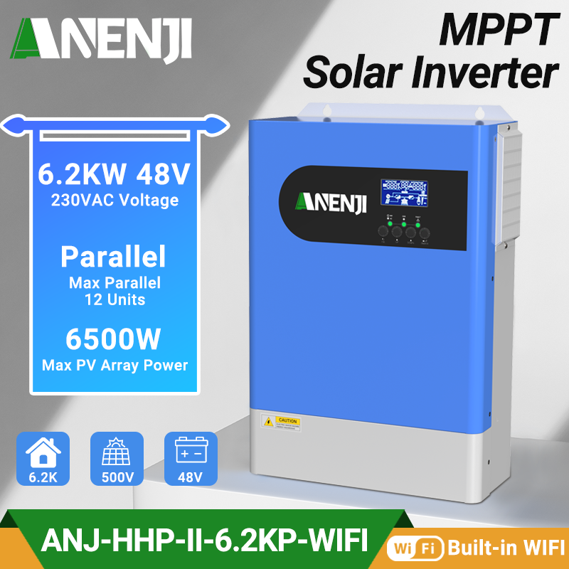 ANENJI 18.6KW Hybrid Solar Inverter Parallel 48V 230VAC 1/3 Phase Pure Sine Wave MPPT 120A Solar Charger PV 500VDC with WIFI for Home