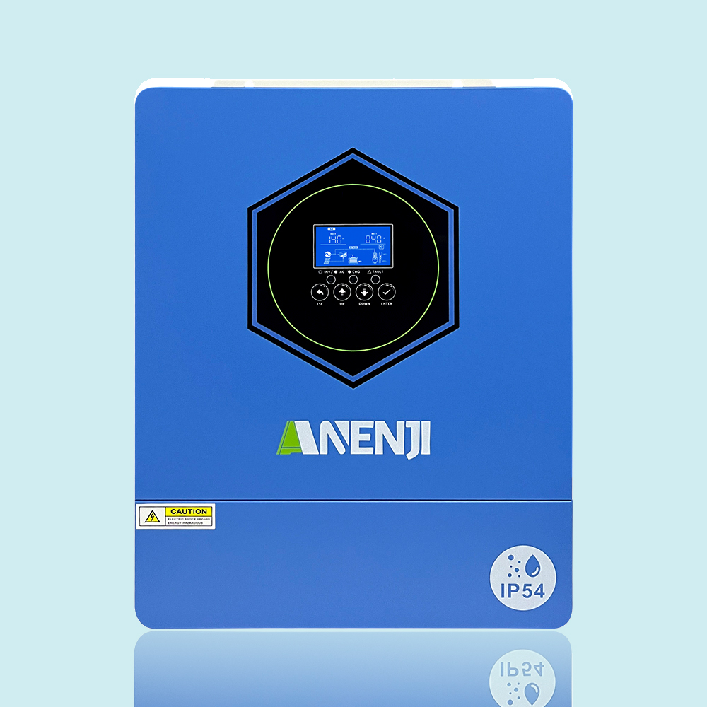 ANENJI 4200W 4.2KW MPPT Hybrid Solar Inverter 24V On/Off Grid Dual Output Inverter 230VAC 120A Solar Charge Controller for PV 60-500V with IP54