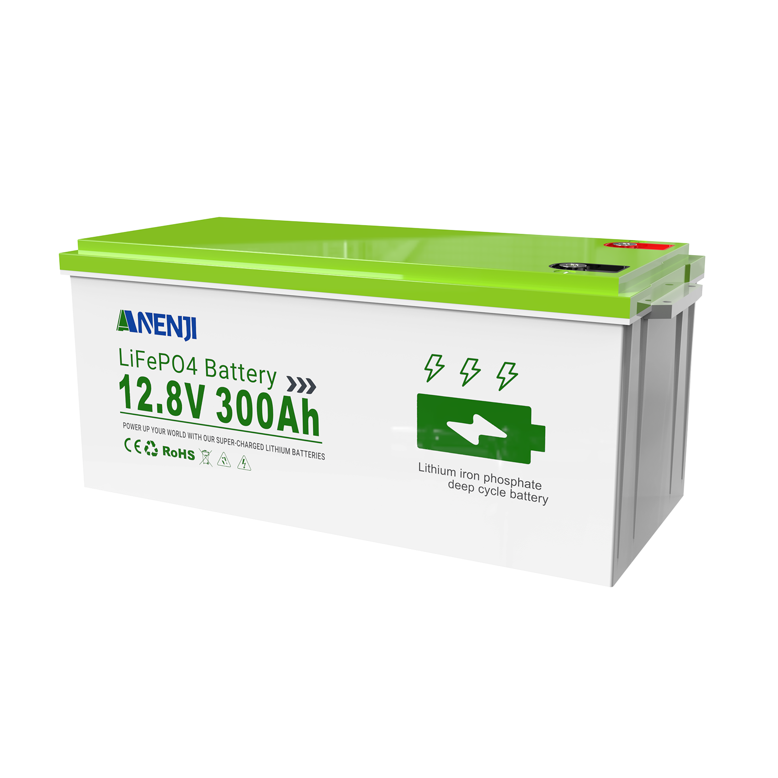 Anenji 12V 300Ah 3840WH 3.84KWH LiFePO4 Battery RV Boot Solar Golf Cart Battery Built-in BMS Grade Lithium Iron Phosphate Off-Road Off-grid