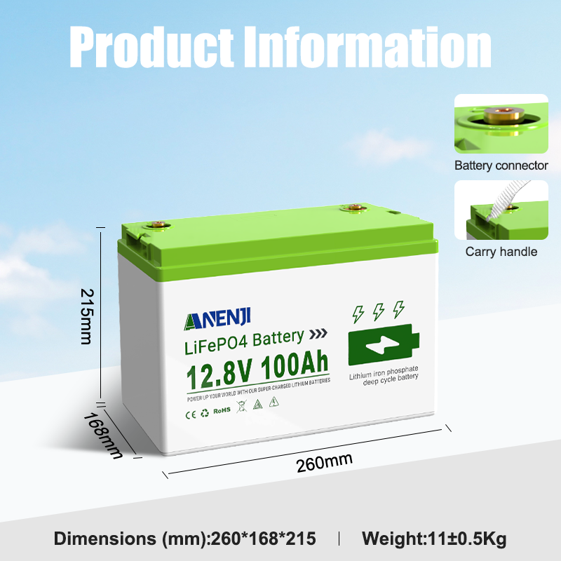 USA WAREHOUSE--ANENJI 12V 100Ah 1280WH LiFePO4 Battery RV Boot Solar Golf Cart Battery Built-in BMS Grade Lithium Iron Phosphate Off-Road Off-grid