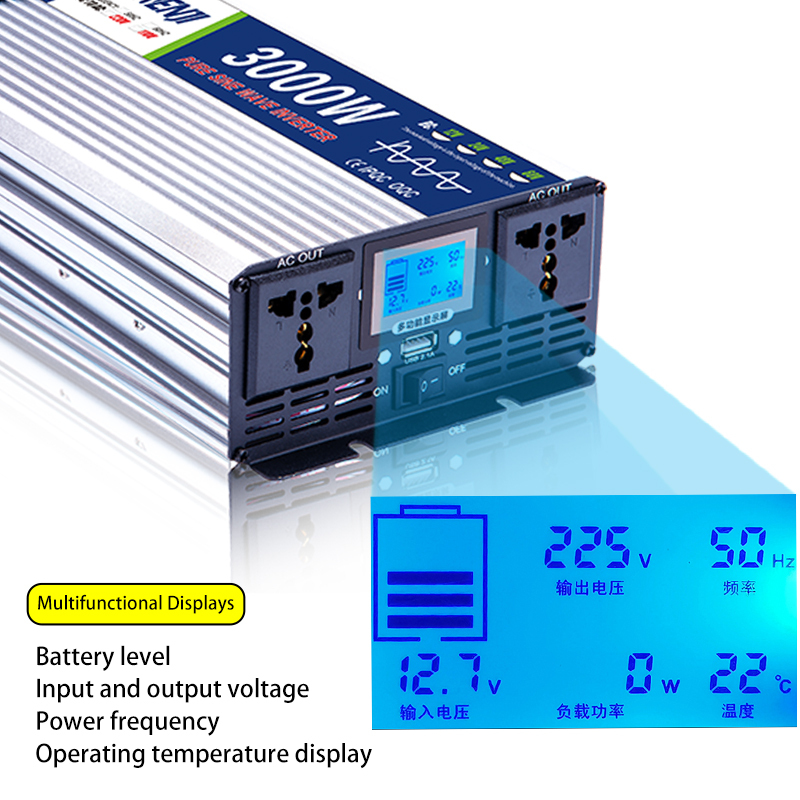 ANENJI Pure Sine Wave Inverter DC 3000W 12V 24V 48V AC 220Vac Power 3000W Car Inverter Converte with LED Display