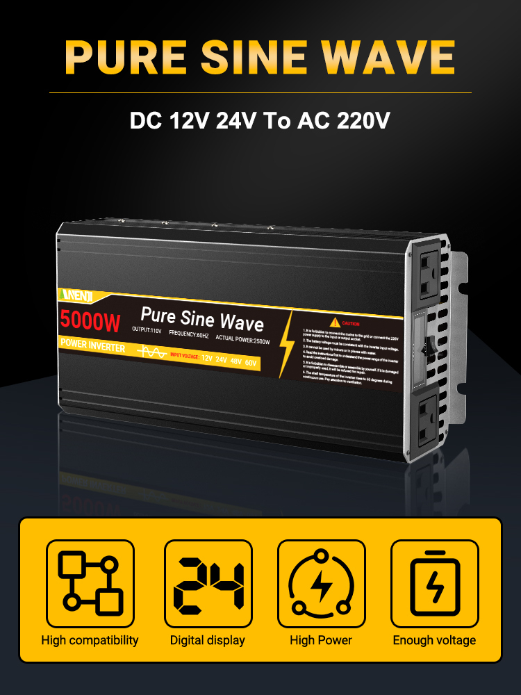 ANENJI 1000W/3000W/5000W/8000W 220V 12V/24V Pure Sine Wave Inverter Power Inverter 