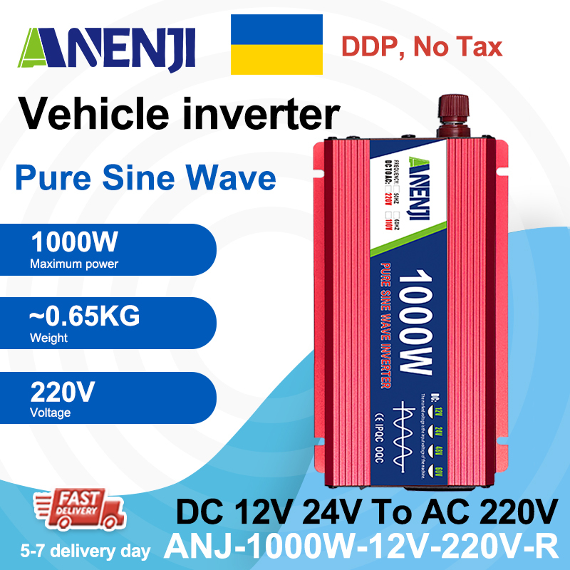 Ukraine DDP----ANENJI 1000W/3000W 220V 12V/24V Pure Sine Wave Inverter Power Inverter  Portable Power Voltage Converter Car Solar Inverter
