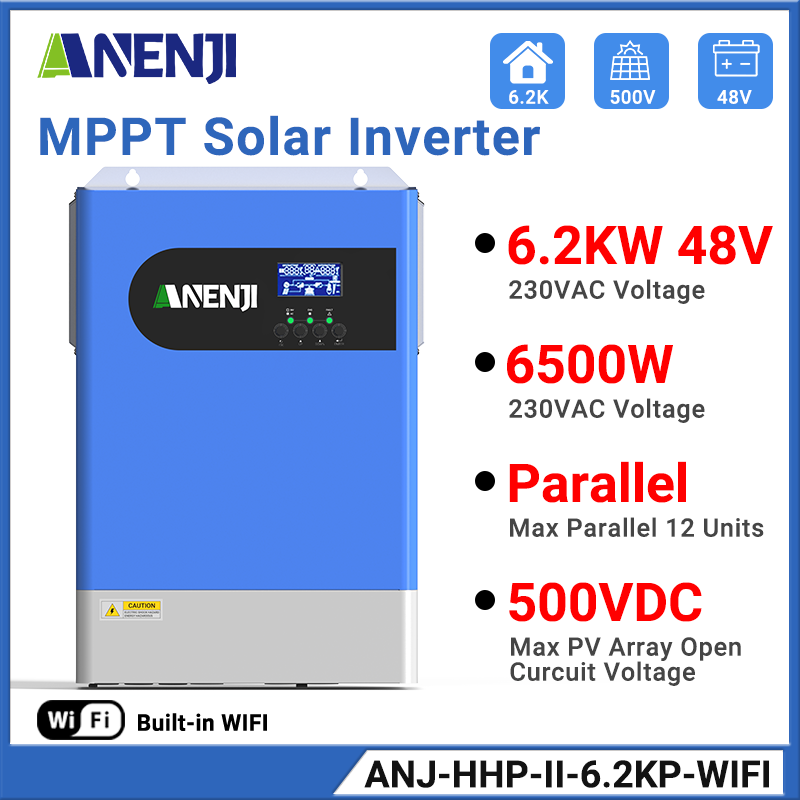 UK WAREHOUSE--ANENJI 6.2KW Parallel Hybrid Solar Inverter 48V MPPT Inverter 230VAC Pure Sine wave 120A Solar Charger RS485/232 with wifi PV 60-500VDC