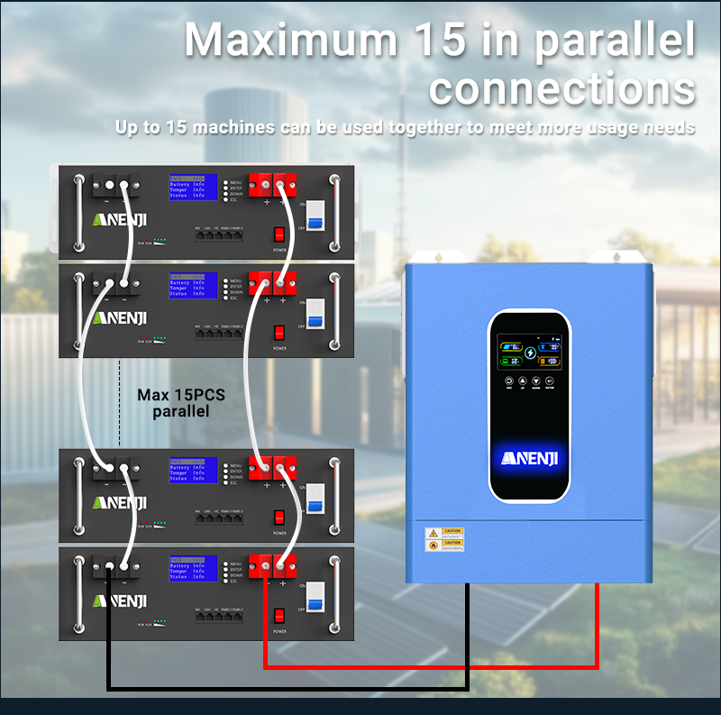 ANENJI 51.2V 100Ah Powerwall 5KWh LiFePO4 Rack-mounted Battery Built-in 16S 100A BMS CAN RS485 6000+ Cycle for Solar Planes Off/On Grid for Home