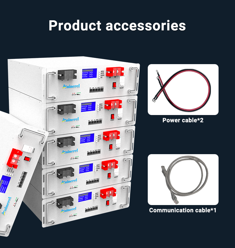 Aninerel  51.2V 100Ah Powerwall 5KWh LiFePO4 Rack-mounted Battery Built-in 16S 100A BMS CAN RS485 6000+ Cycle for Solar Planes Off/On Grid for Home
