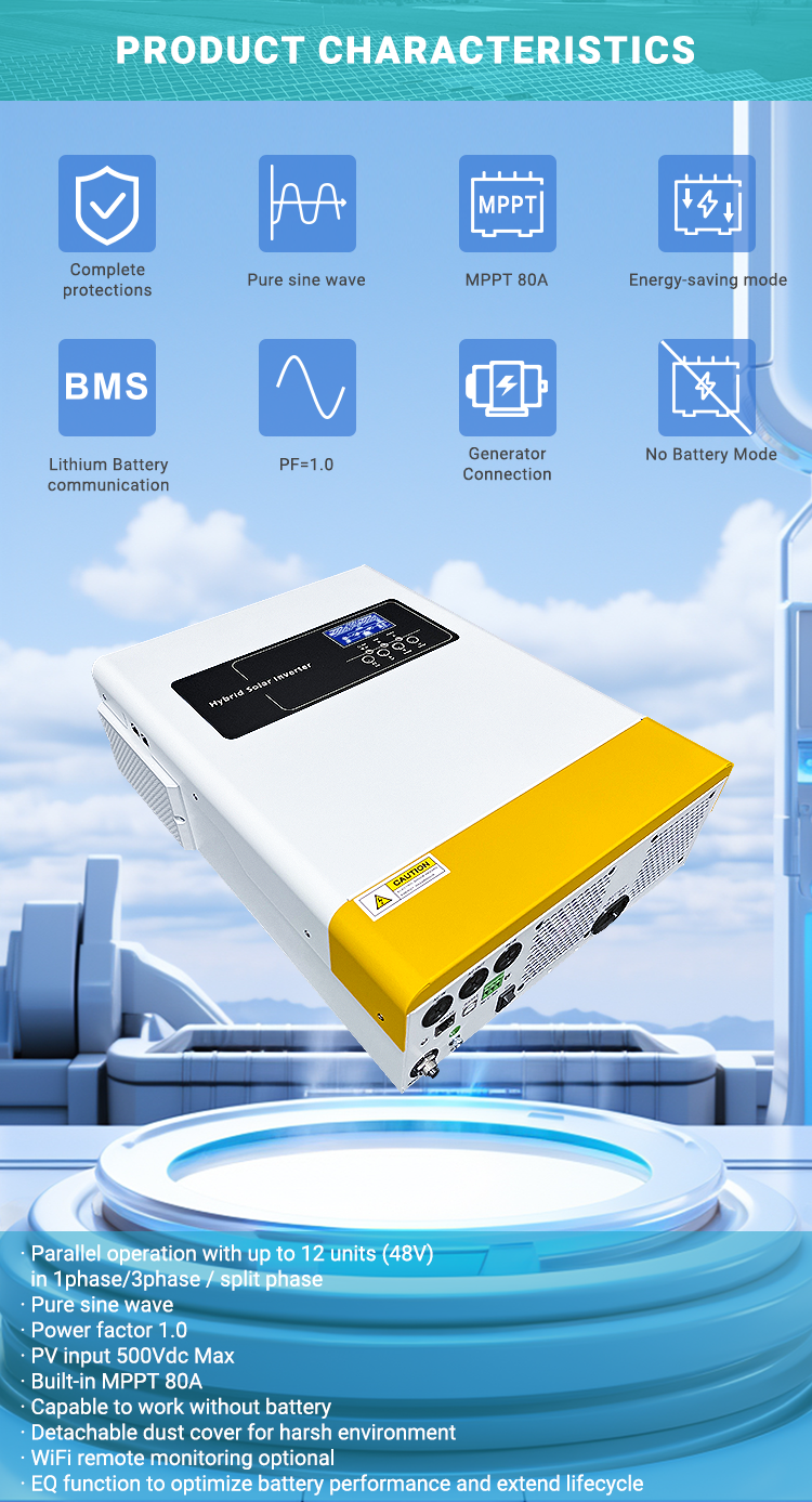 Brazil Warehouse--ANENJI 3KW 48V Hybrid Solar Inverter 110/120Vac Splite Phase MPPT Off Grid Solar Inverter Pure Sine 80A Solar Charge Controller with  Max Parallel  12pcs