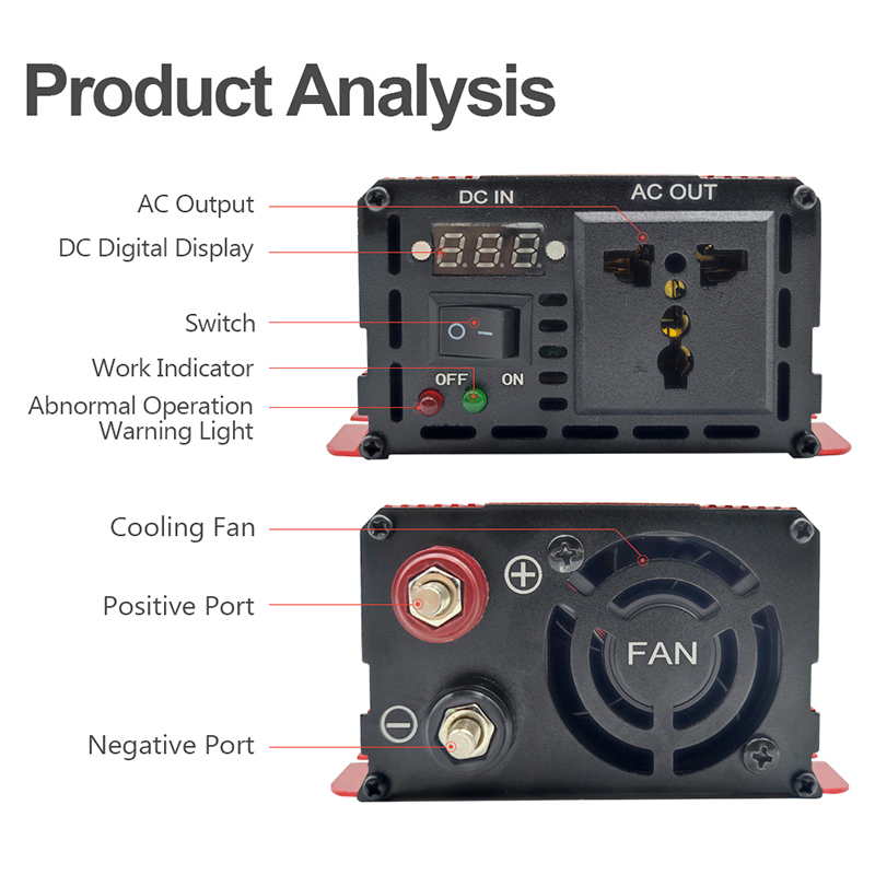 ANENJI 1000W/3000W 220V 12V/24V Pure Sine Wave Inverter Power Inverter  Portable Power Voltage Converter Car Solar Inverter