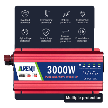 ANENJI 1000W/3000W 220V 12V/24V Pure Sine Wave Inverter Power Inverter  Portable Power Voltage Converter Car Solar Inverter