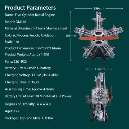 5 Cylinder Radial Engine Model KIT