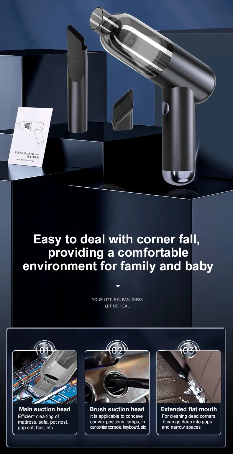 wireless handheld high suction mini car vacuum cleaner cordless 10000pa suction lightweight vacuum for home car comeswith battery details 9