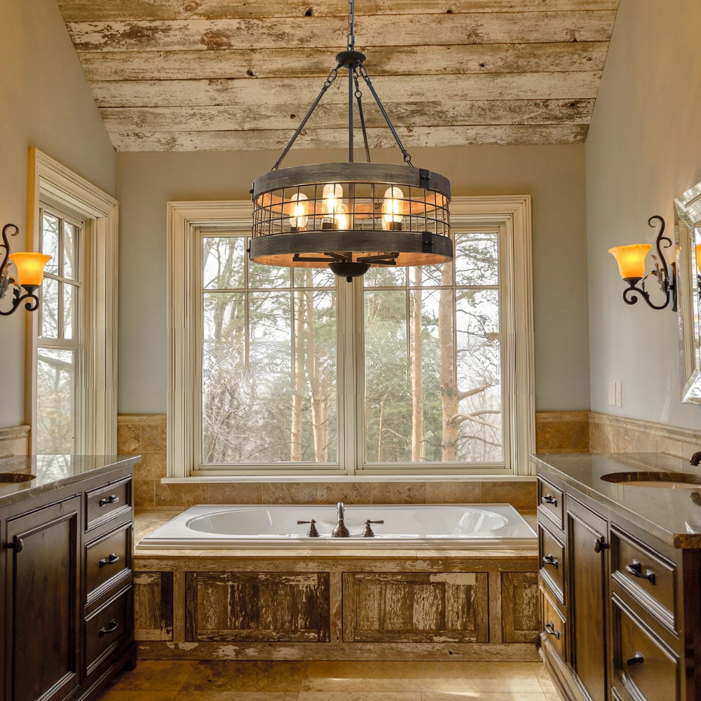 Alessio Industrial LED Pendant Light in bathroom