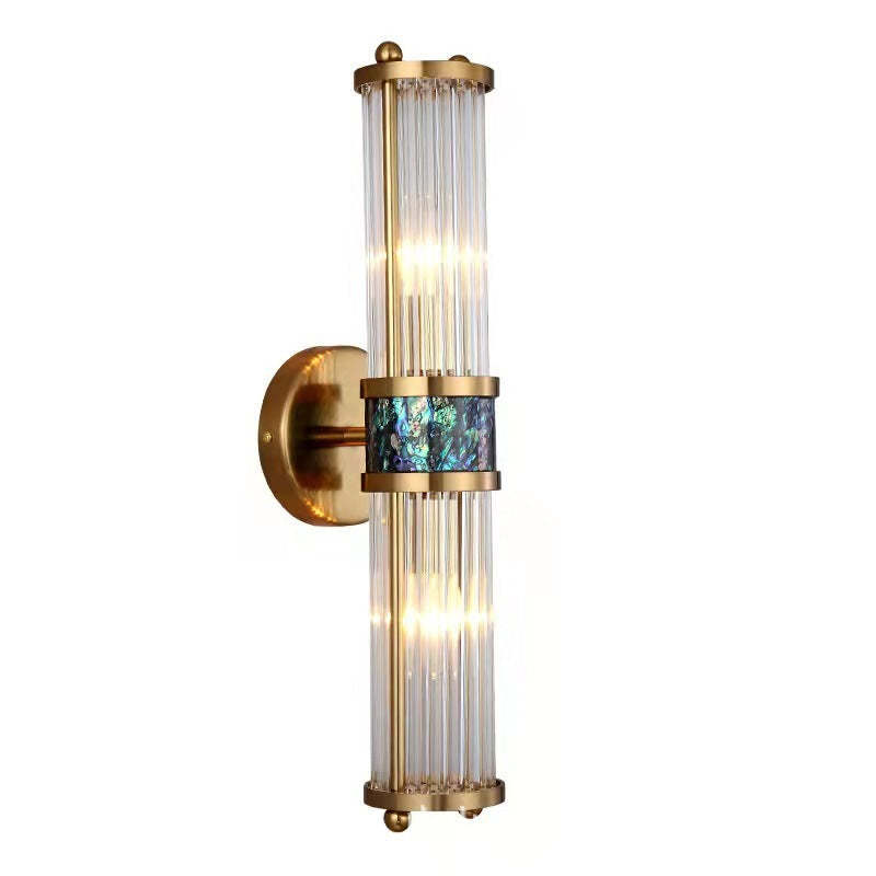 Modern bedroom wall lamp with glass and metal details