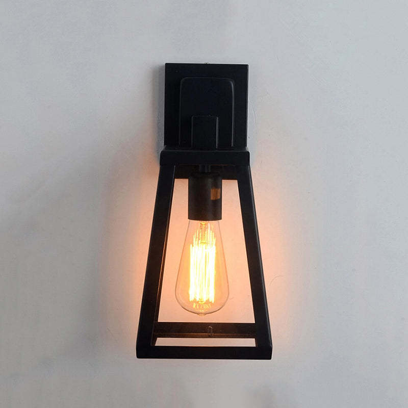 Alessio Retro Industrial Wall Lamp, Black Metal and Glass