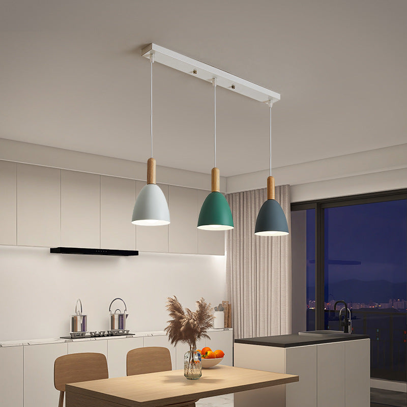 Morandi pendant light trio in kitchen setting