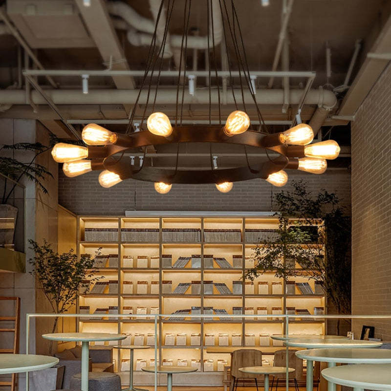 Alessio Vintage LED Chandelier in Cafe, Las Sola Lighting
